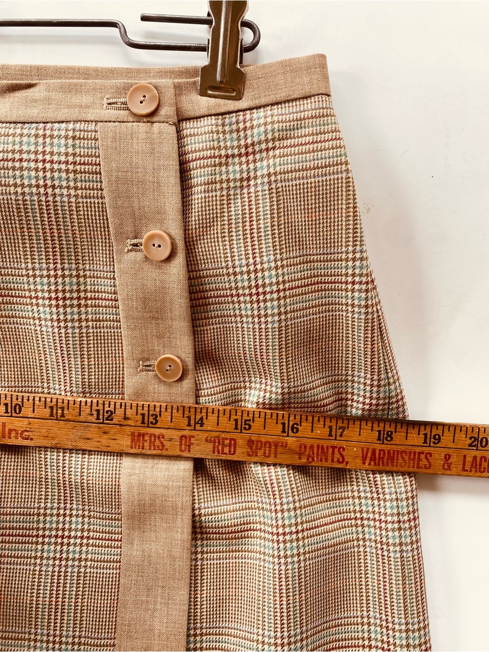 Pendleton Virgin Wool Houndstooth Plaid Skirt with Floral Embroidery - Beige - Picture 7 of 9